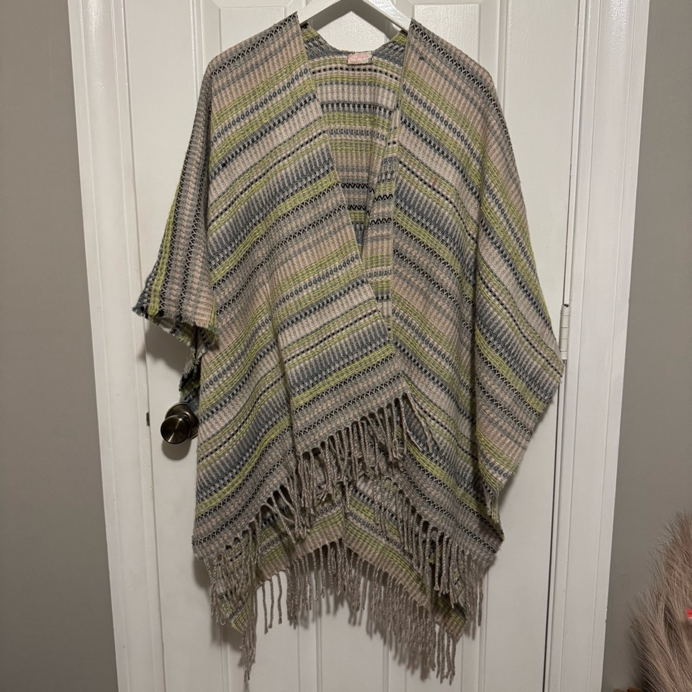 Free People | Striped Multicolor Fringe Throw Blanket